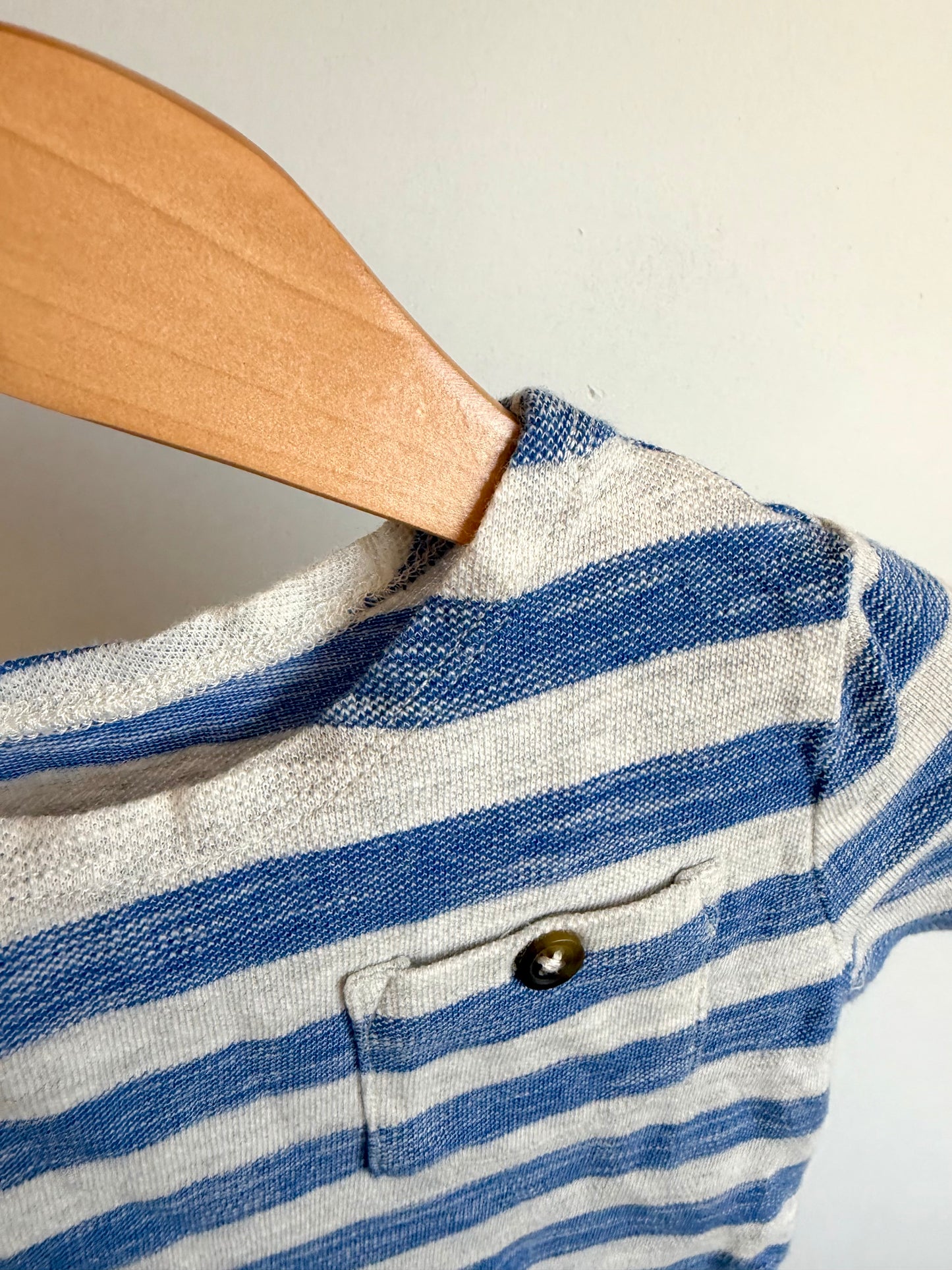 Blue + Grey Striped Pocket T-shirt / 2T