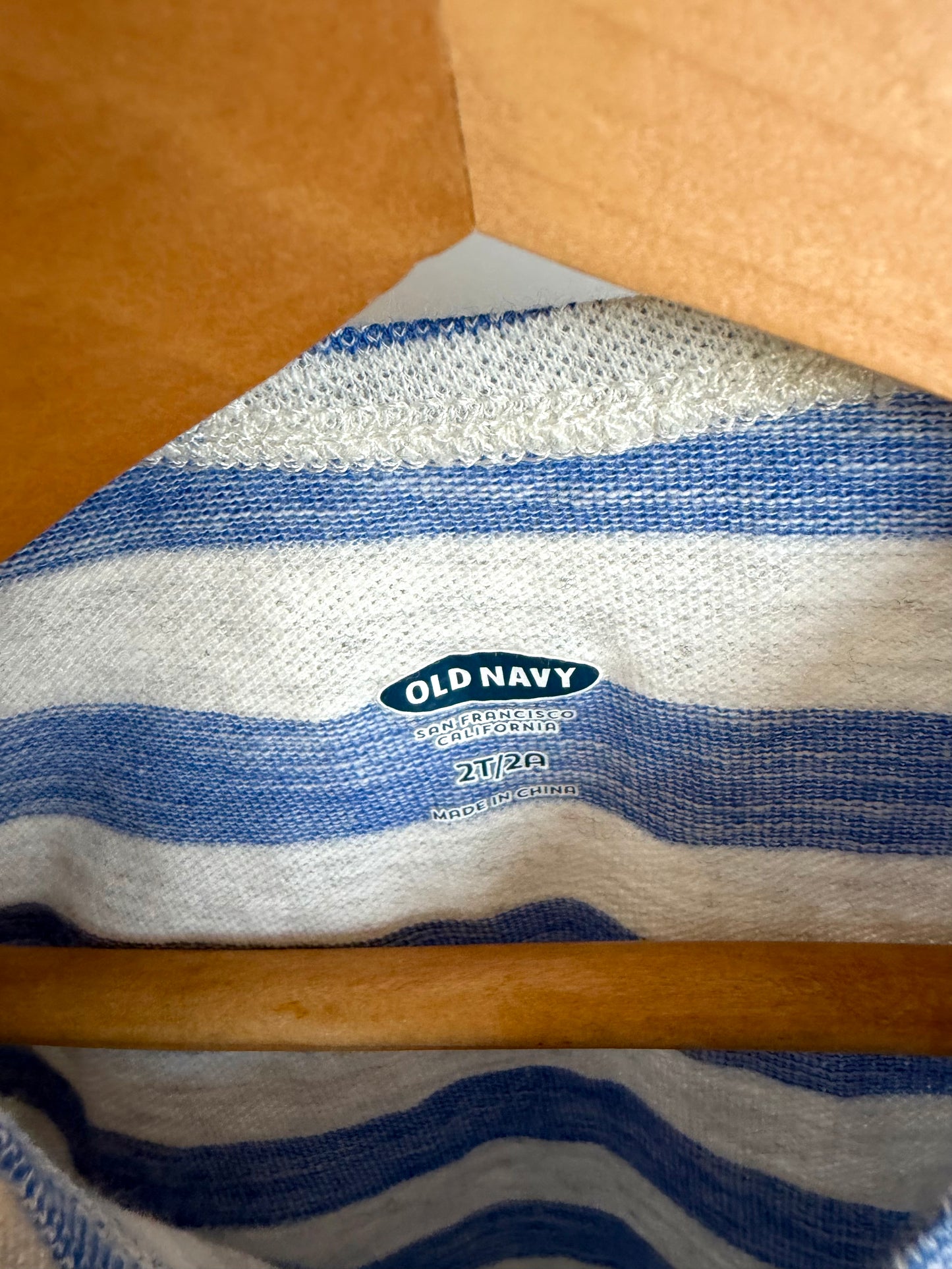 Blue + Grey Striped Pocket T-shirt / 2T