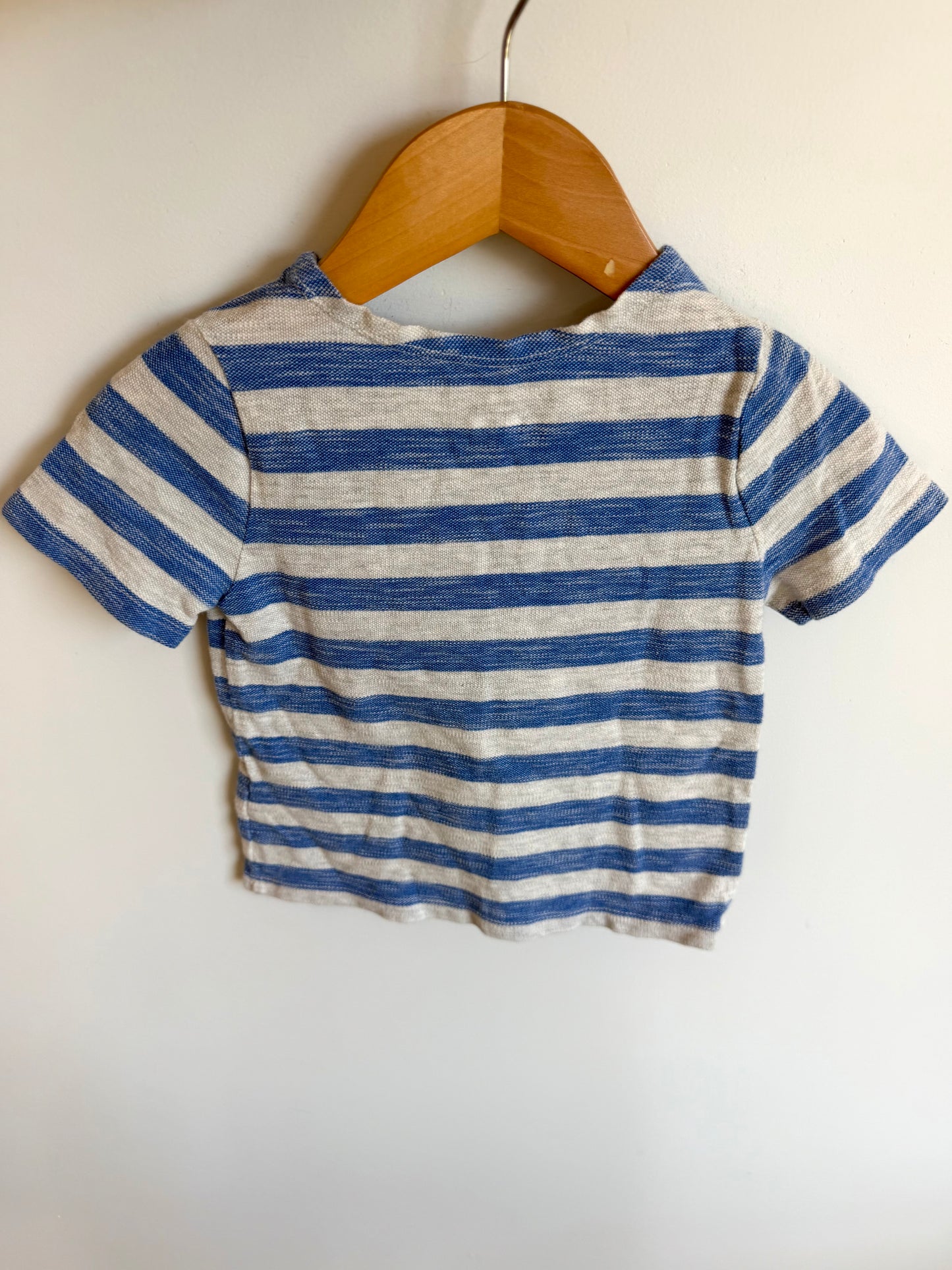 Blue + Grey Striped Pocket T-shirt / 2T