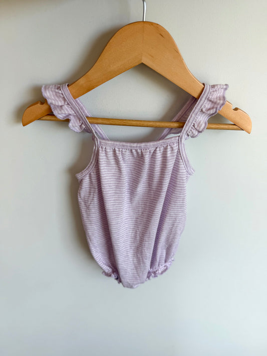Purple Striped Bubble Romper / 3-6m