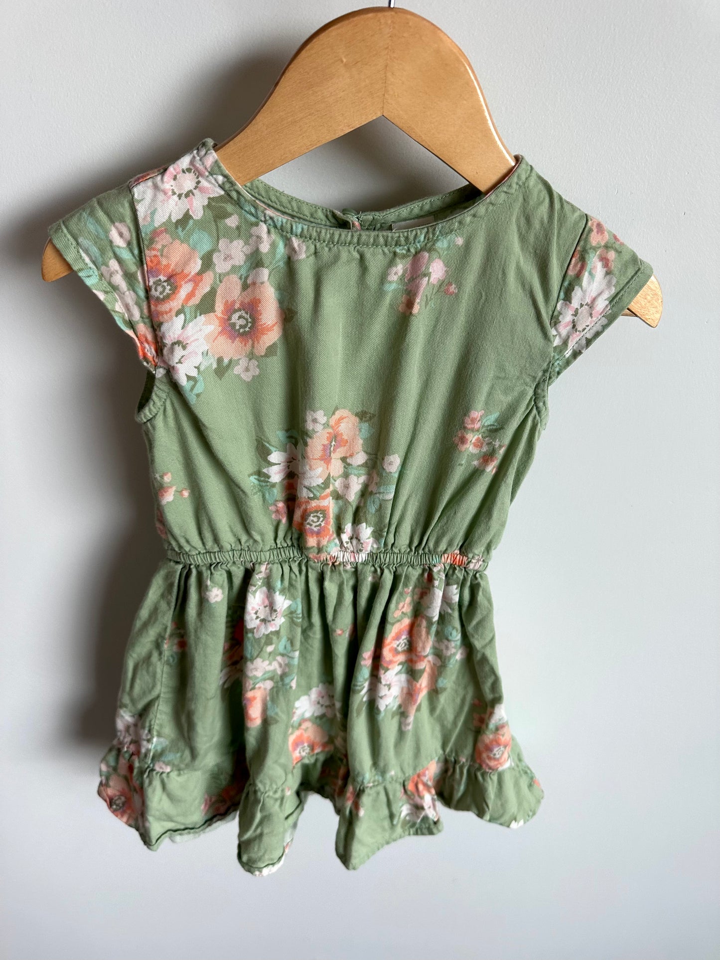 Sage Waistband Floral Dress / 3T