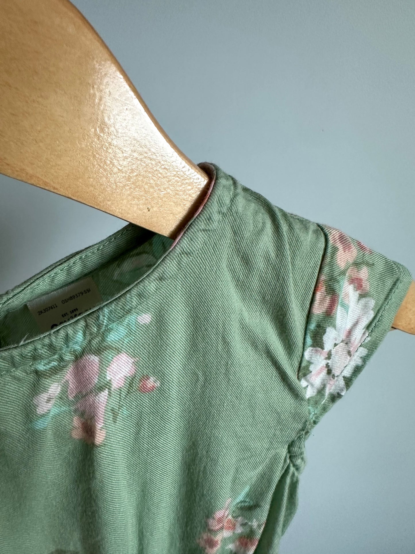 Sage Waistband Floral Dress / 3T