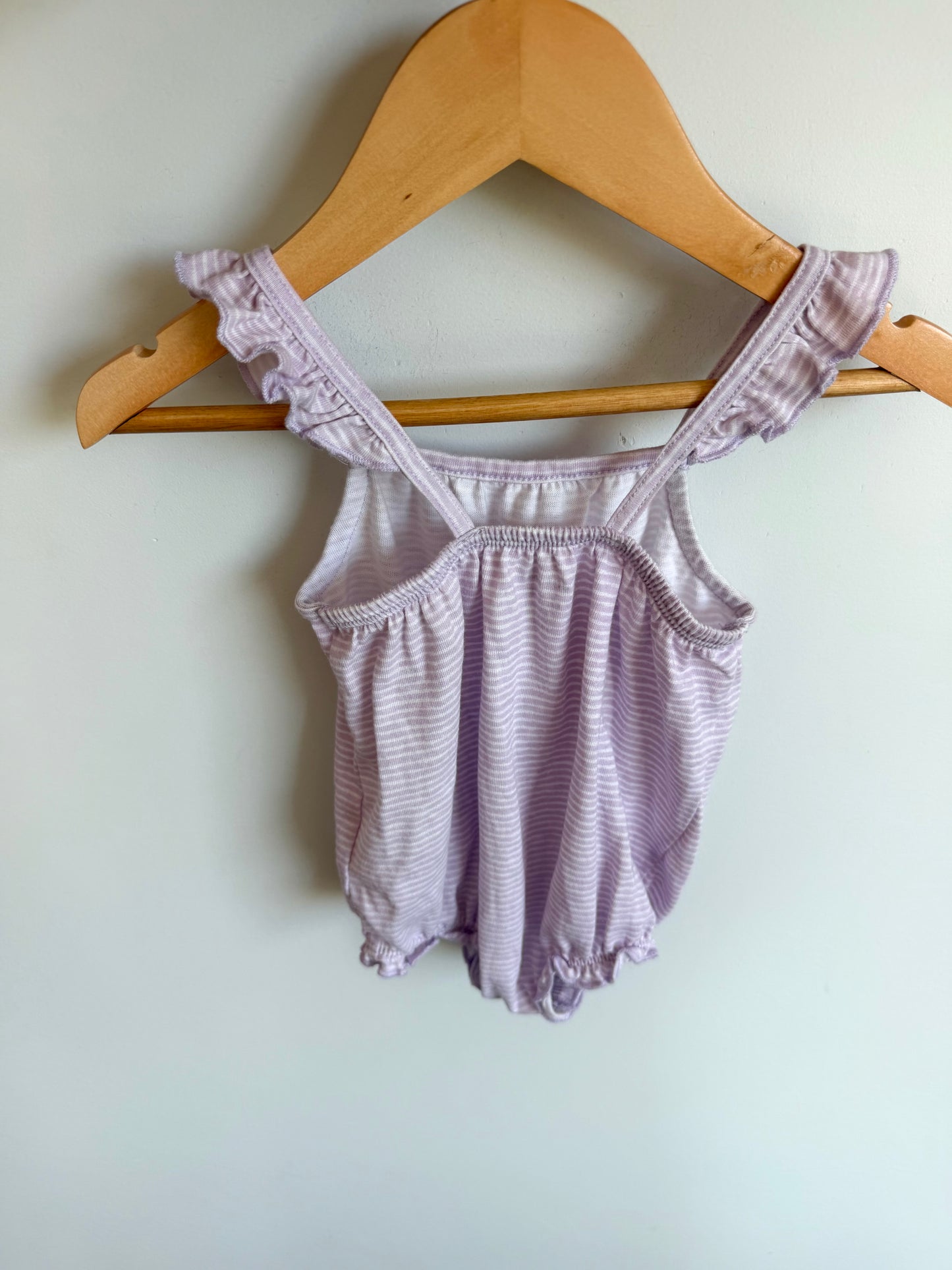 Purple Striped Bubble Romper / 3-6m