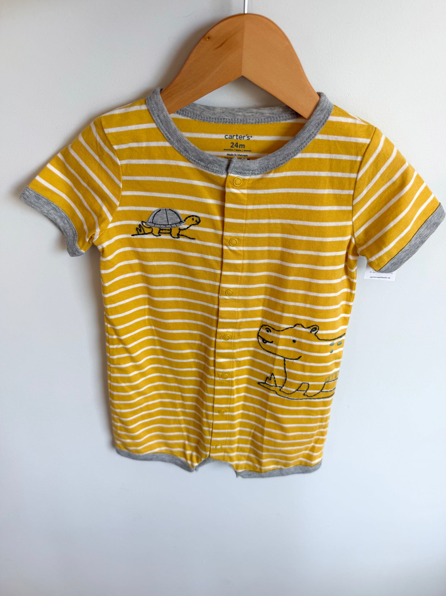 Yellow Striped Romper (With Tags) / 24m