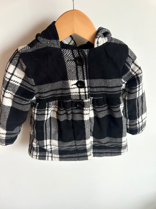 Fleece Plaid Hood Coat / 18-24m