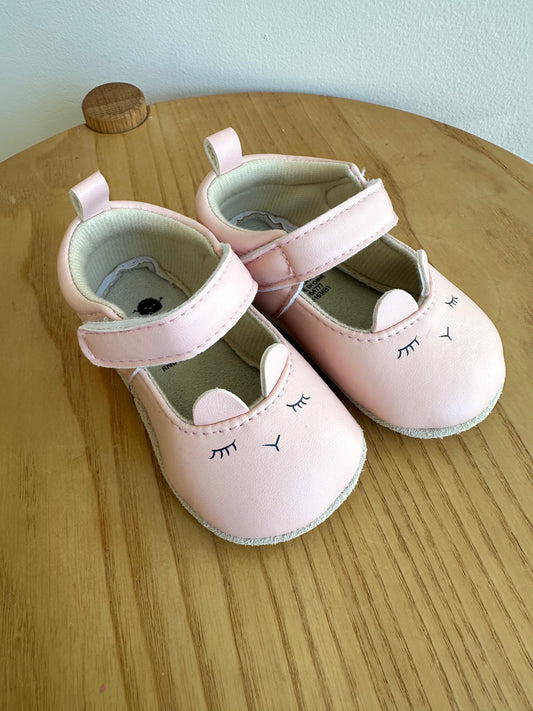 Pink Sleeping Bunny Shoes / Size 3-6m