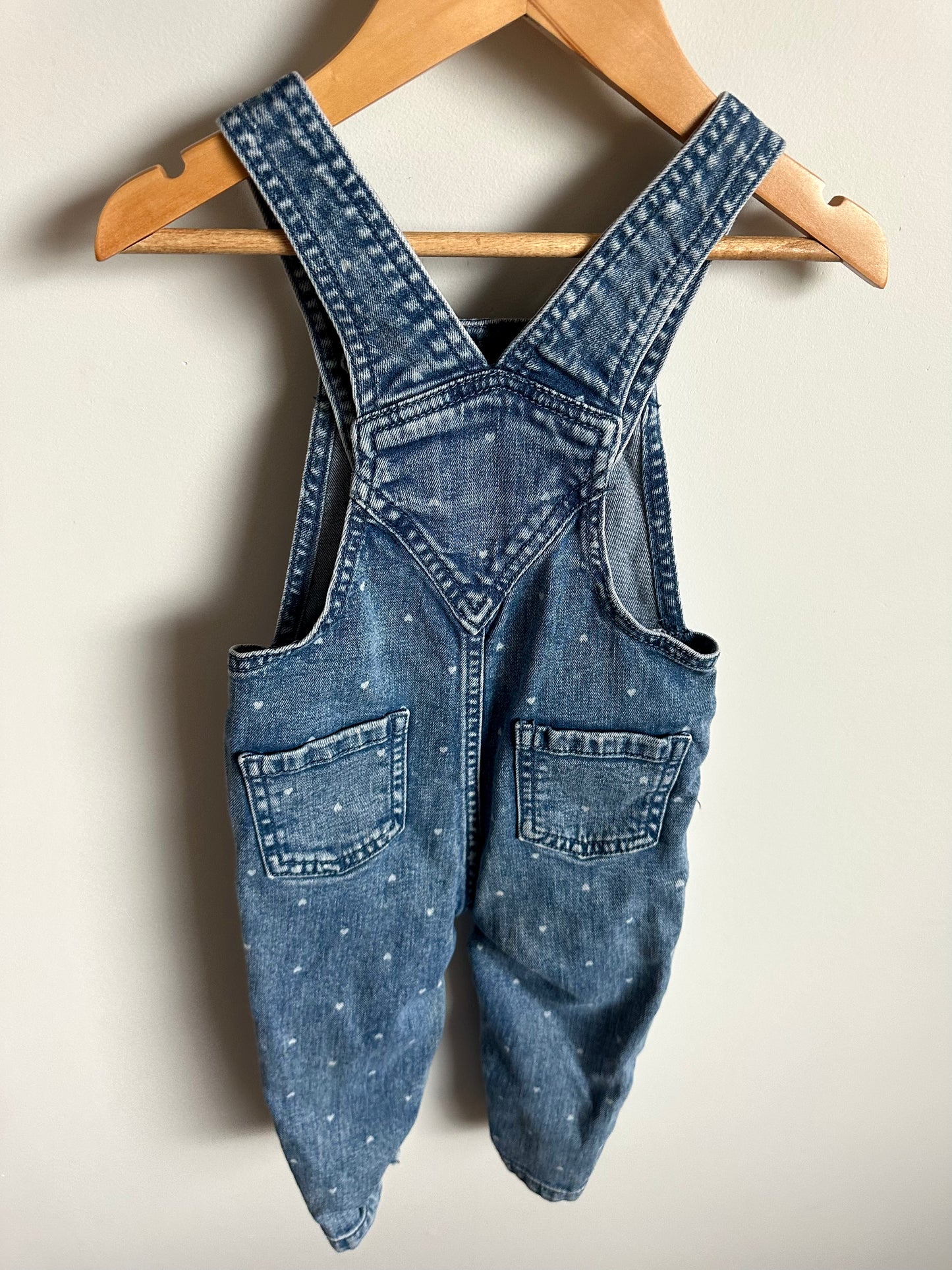 Heart Pattern Denim Overalls / 2T
