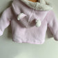 Thick Pink Knit Bear Ear Cardigan / 9m