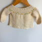 Handmade Knit Cream Floral Sweater + Booties Set / 0-3m?