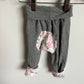 Grey Pants with Pink Floral Trim / 12m?