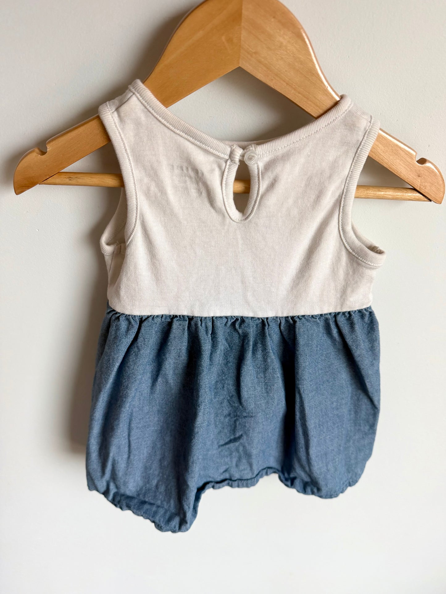 White Top and Chambray Bottom Dress / 12-18m