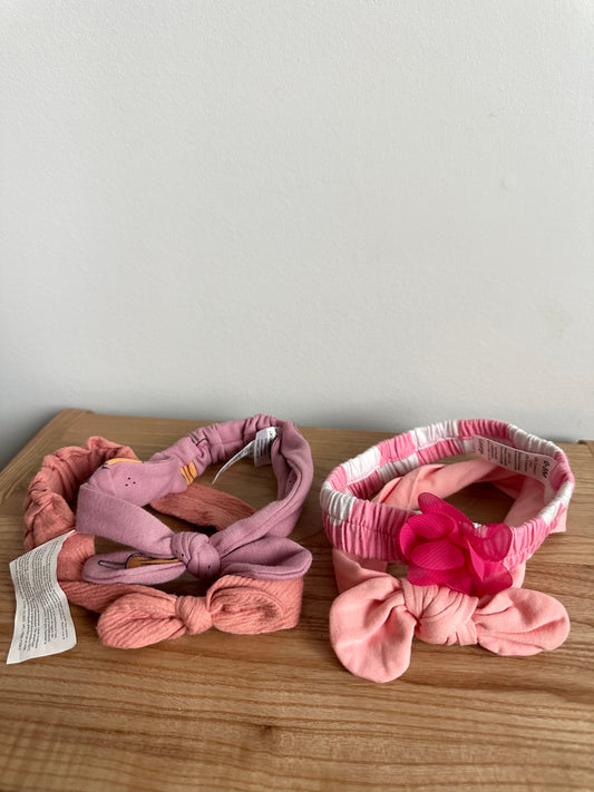 Set of Four Bow + Flower Headbands / 3-12m?