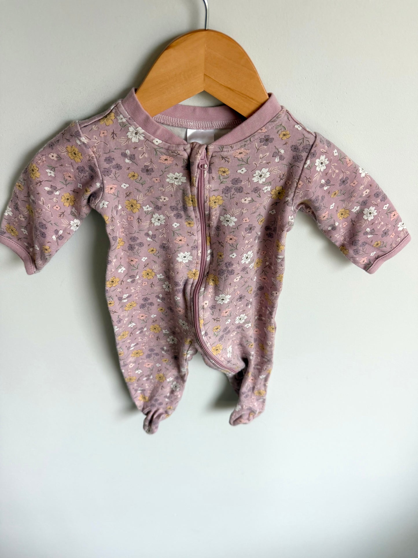 Purple Flower Sleeper / 0-3m