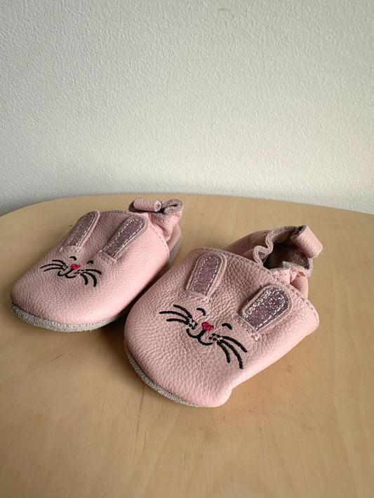 Pink Bunny Leather Soft Sole Shoes / 3-6m?