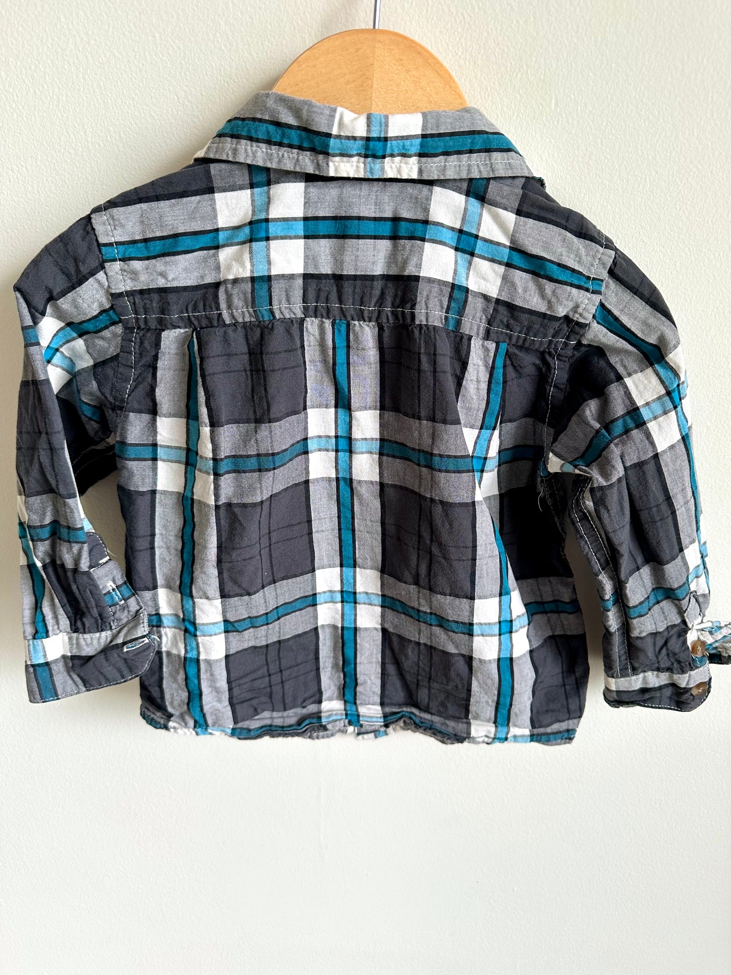 Plaid Blue & Black Shirt / 18-24m