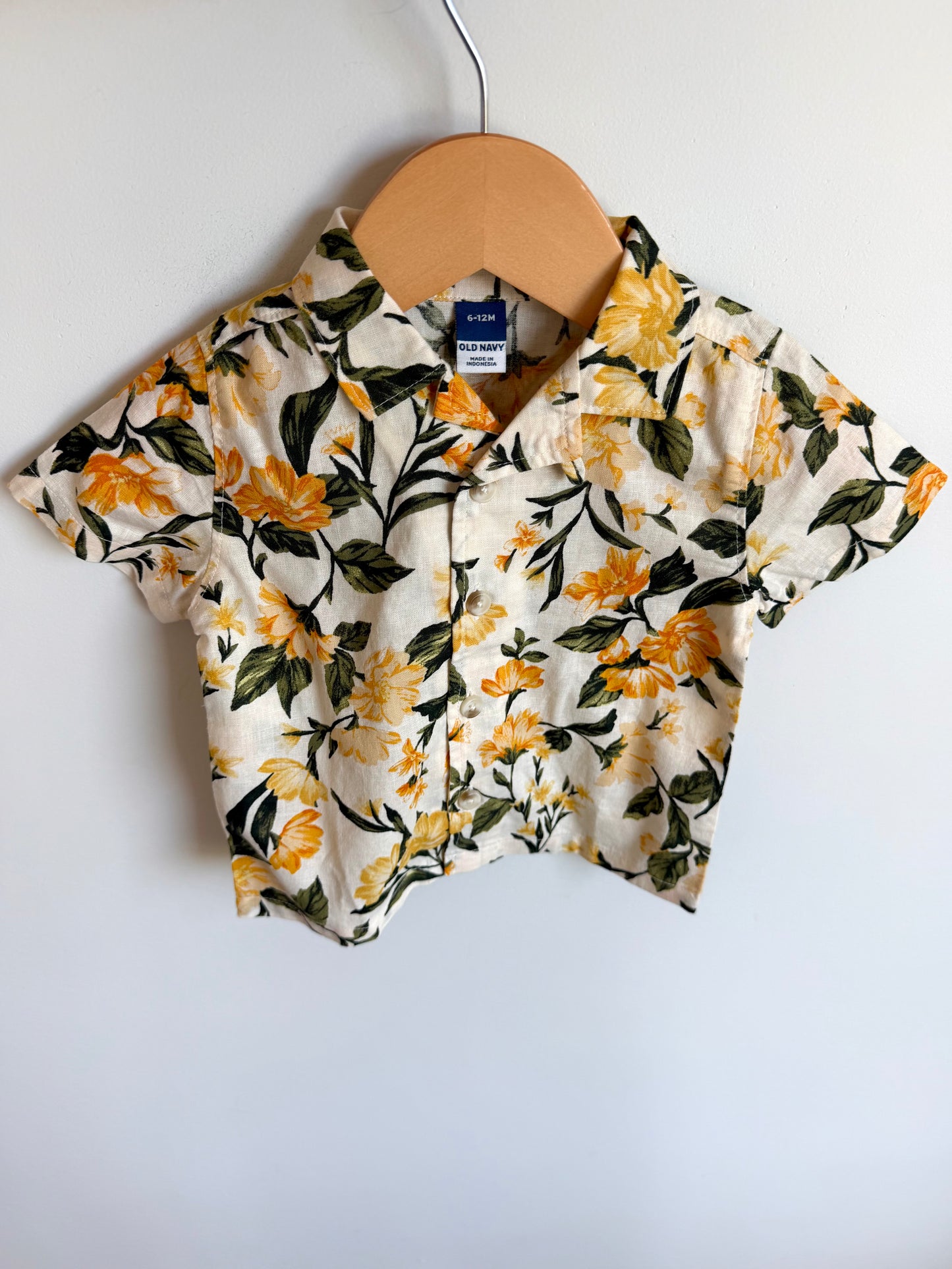 Tropical Linen Button Up T-Shirt / 6-12m