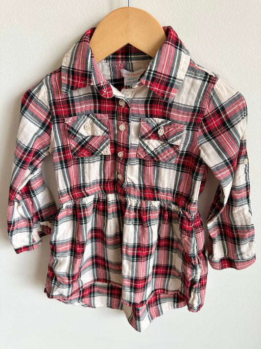 Plaid Red + White Dress / 3T