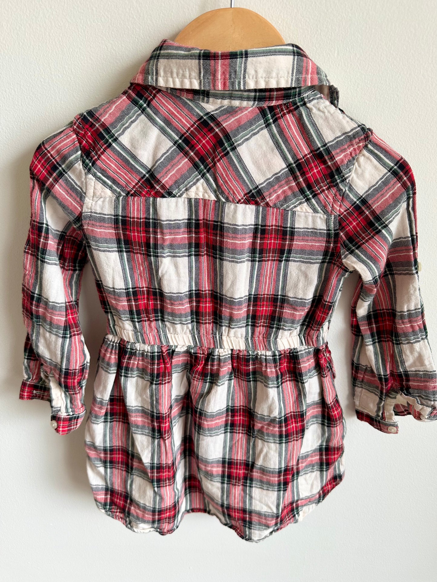 Plaid Red + White Dress / 3T