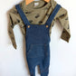 Dino Bodysuit + Chambray Overall Set / 18m