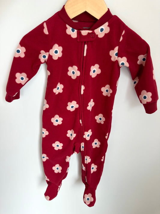 Fleece Flower Maroon Sleeper / 9m