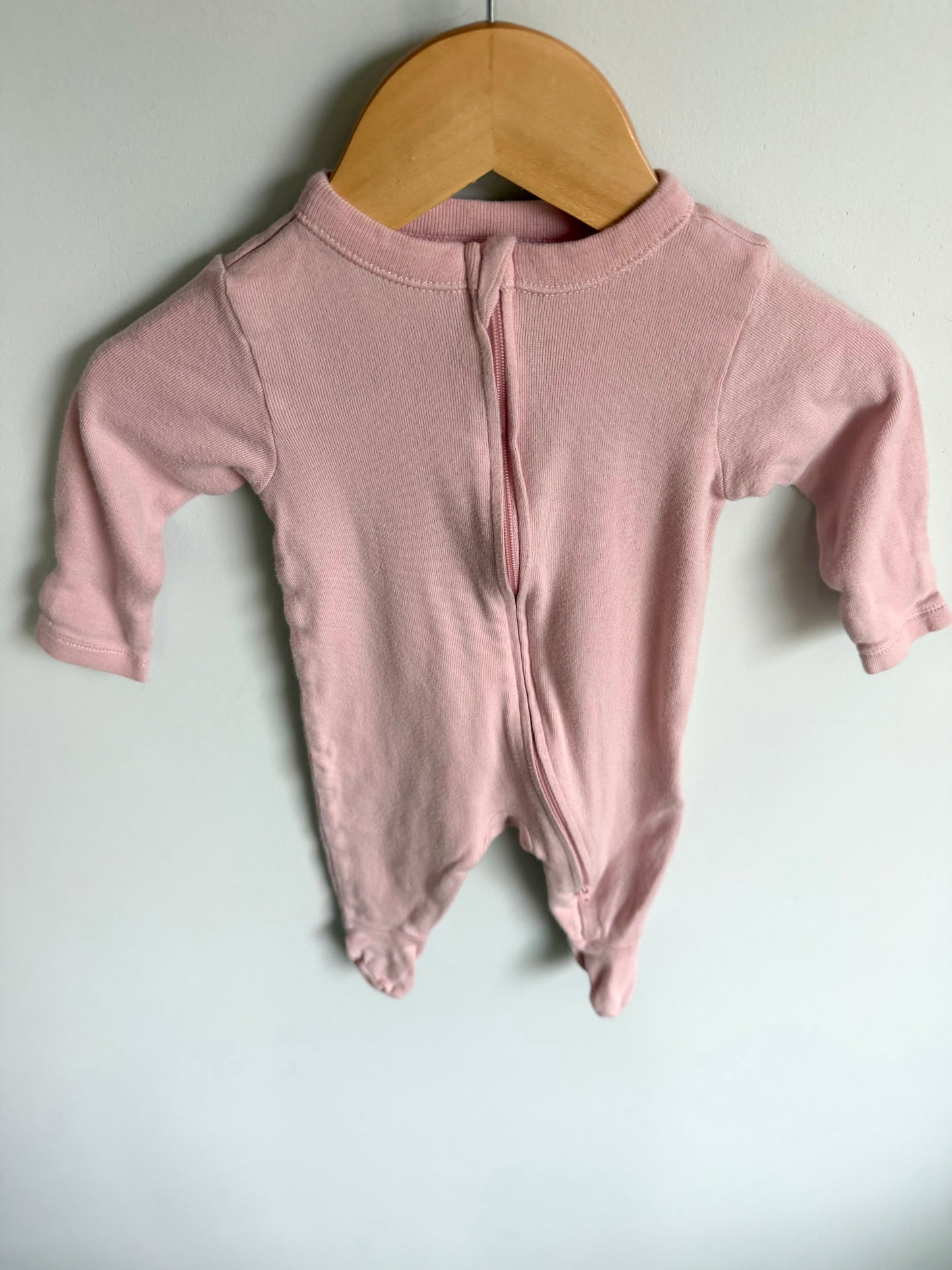 Pink Cotton Footed Sleeper / 0-3m
