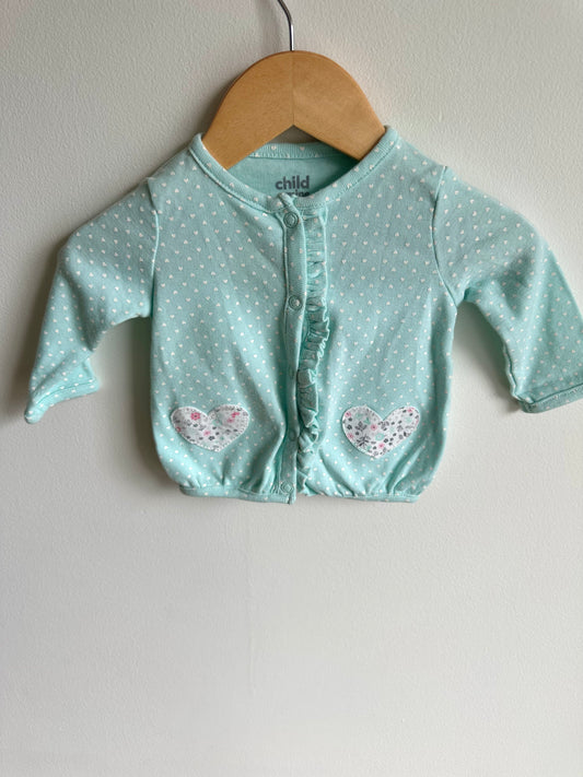 Blue Hearts Cardigan / 0-3m