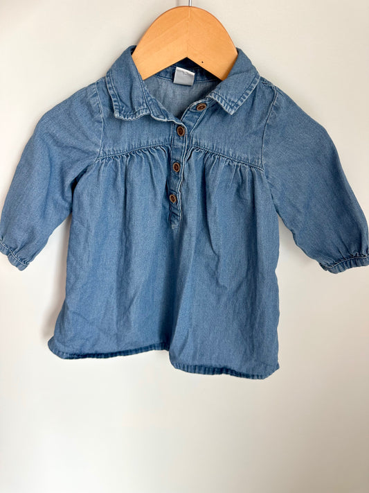 Chambray Prairie Dress / 6-12m