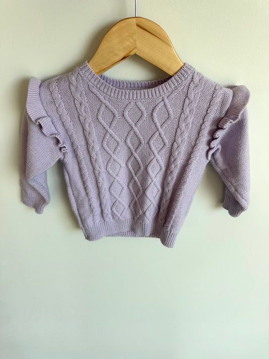 Lavender Ruffle Sleeve Sweater / 12m