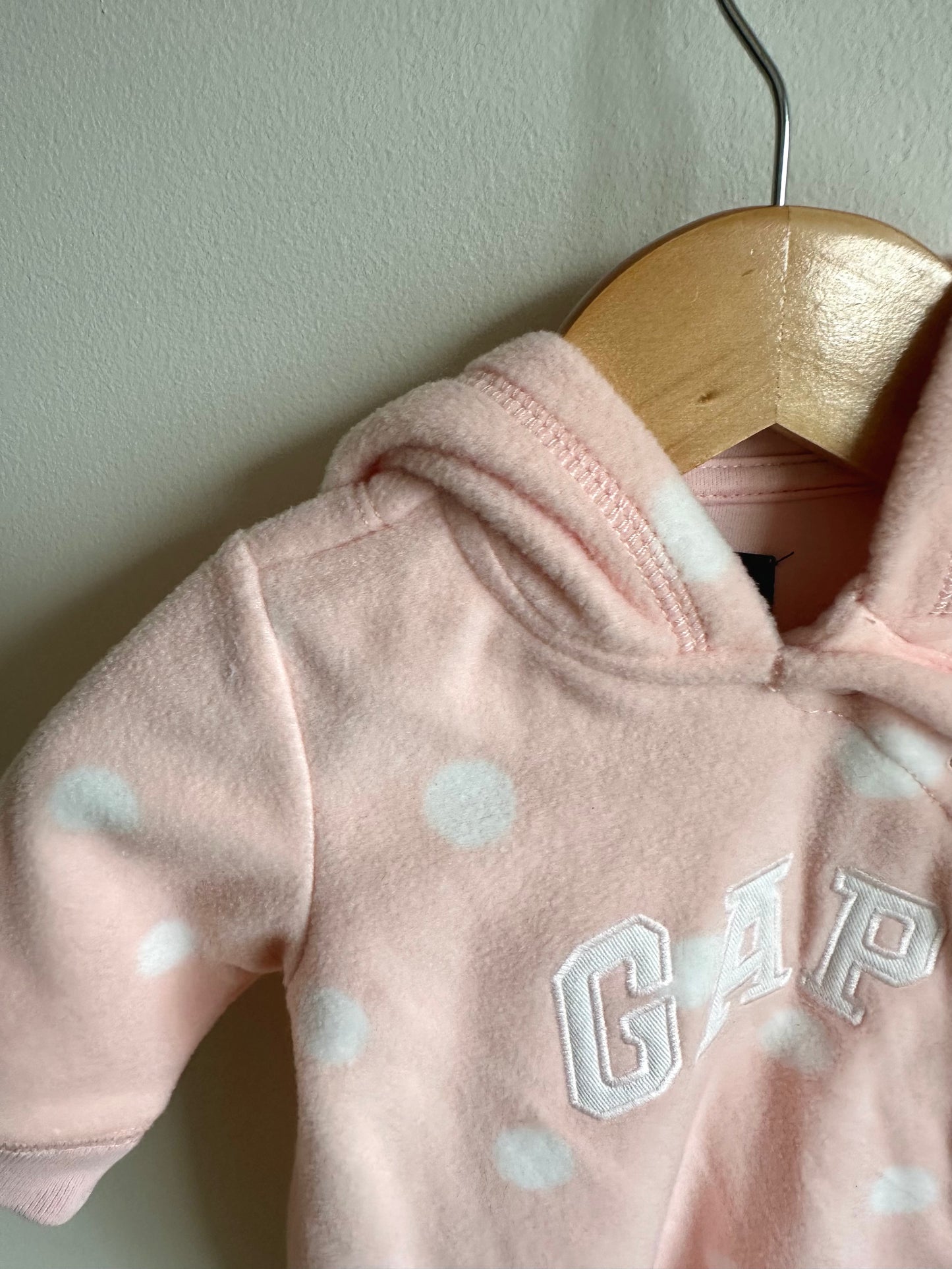 Gap Pink Hooded Fleece Jumpsuit / 3-6m