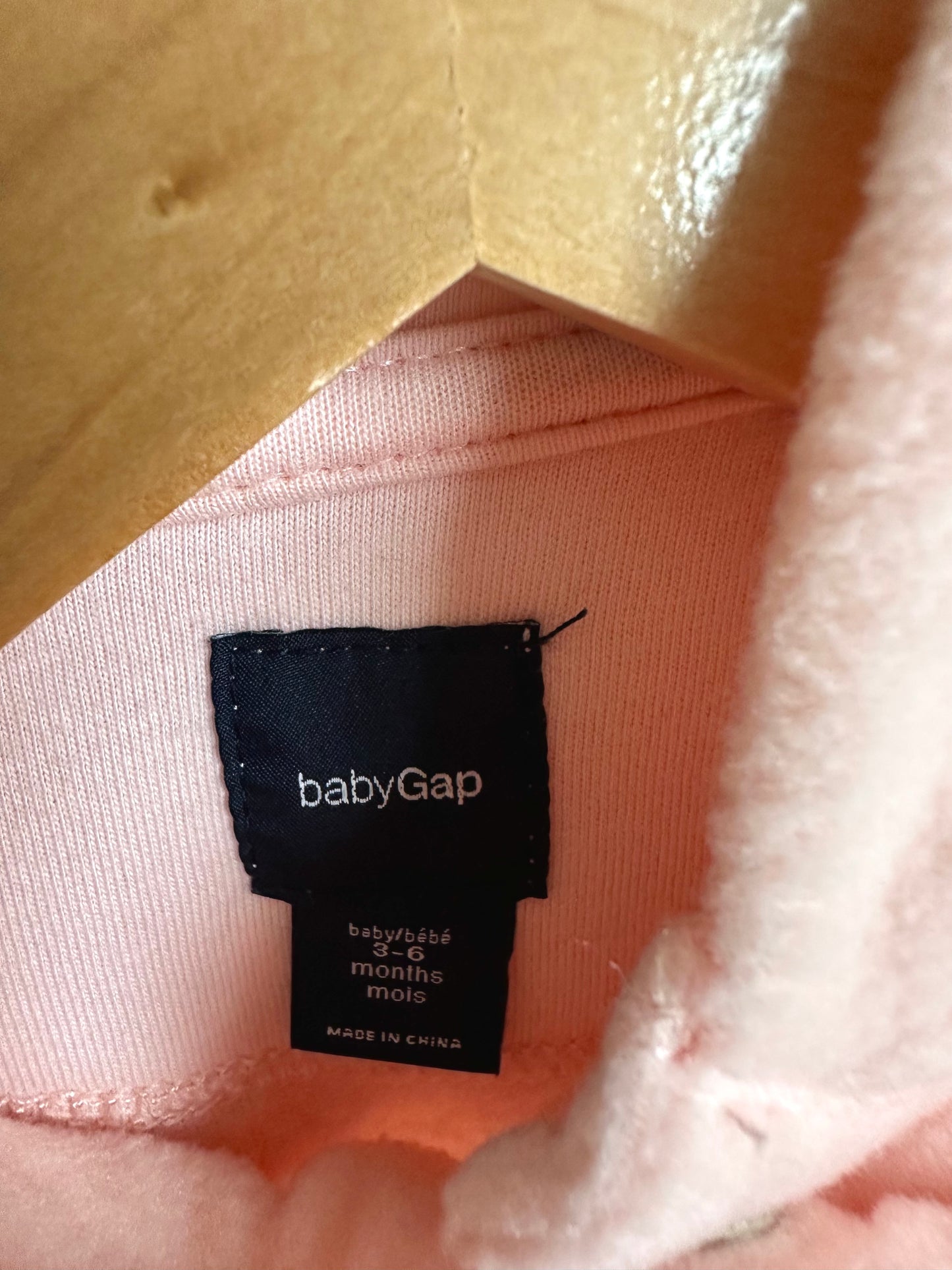 Gap Pink Hooded Fleece Jumpsuit / 3-6m