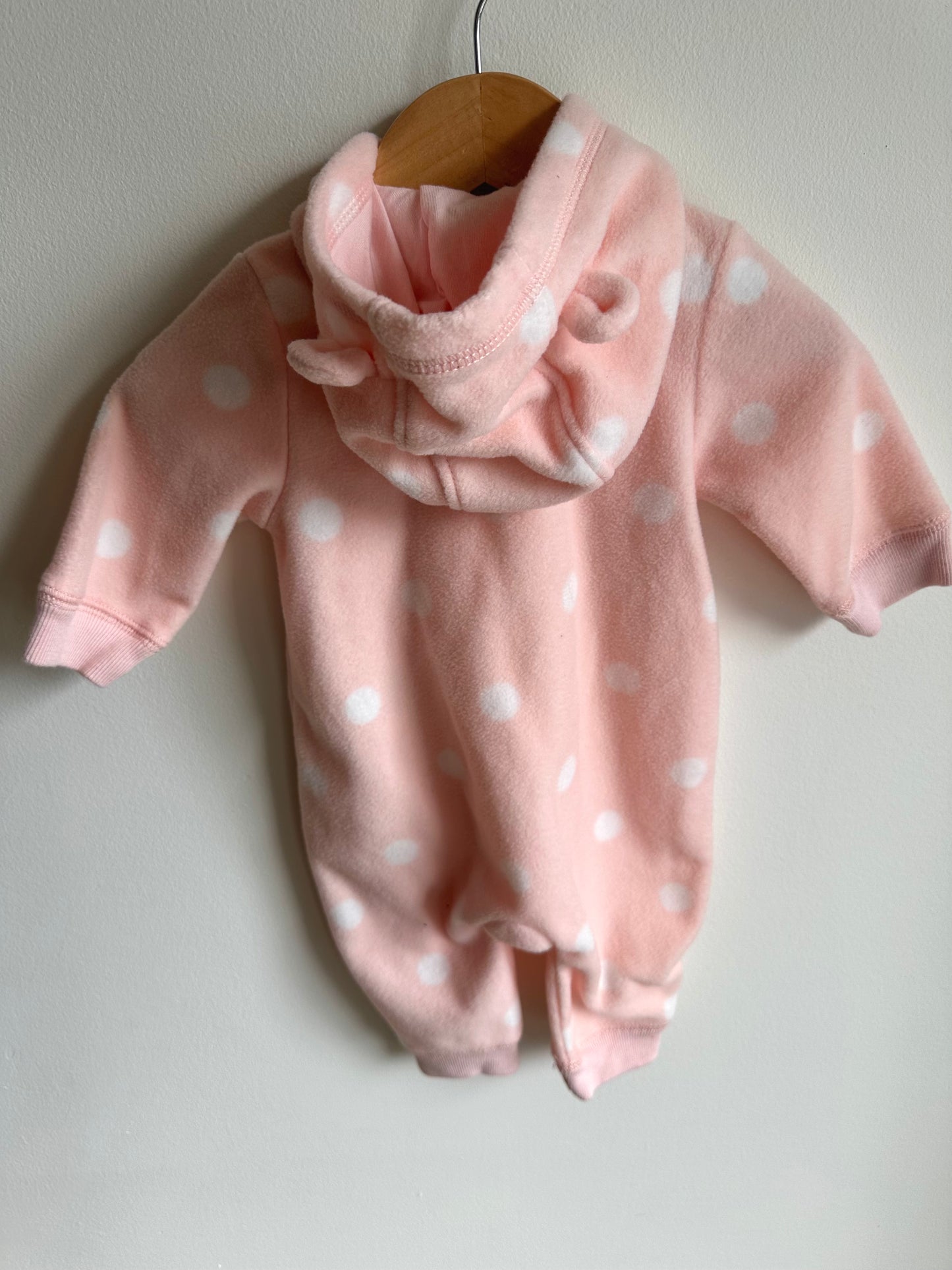 Gap Pink Hooded Fleece Jumpsuit / 3-6m