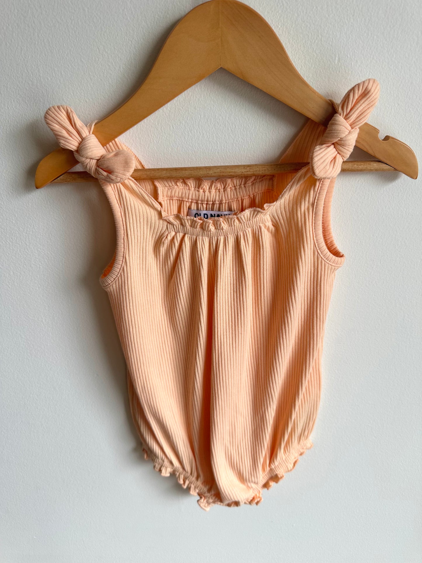 Peach Ribbed Bubble Romper / 18-24m