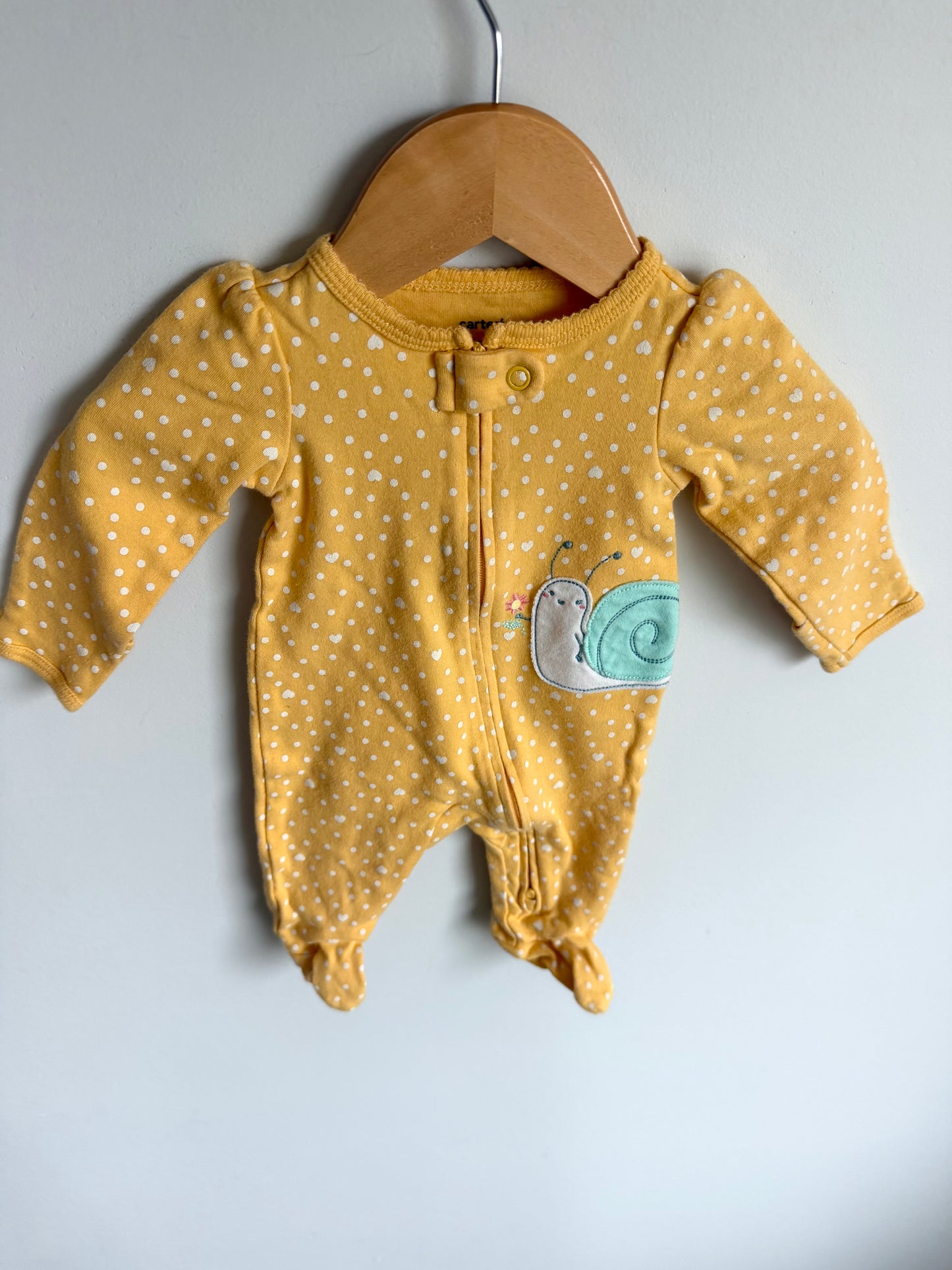 Snail Yellow 2 Way Zipper Sleeper / 0m