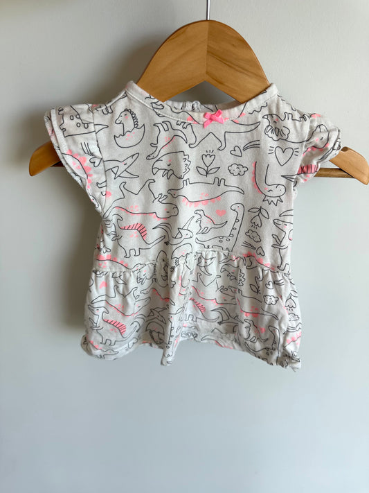 Dino Ruffle Sleeve Top / 12m