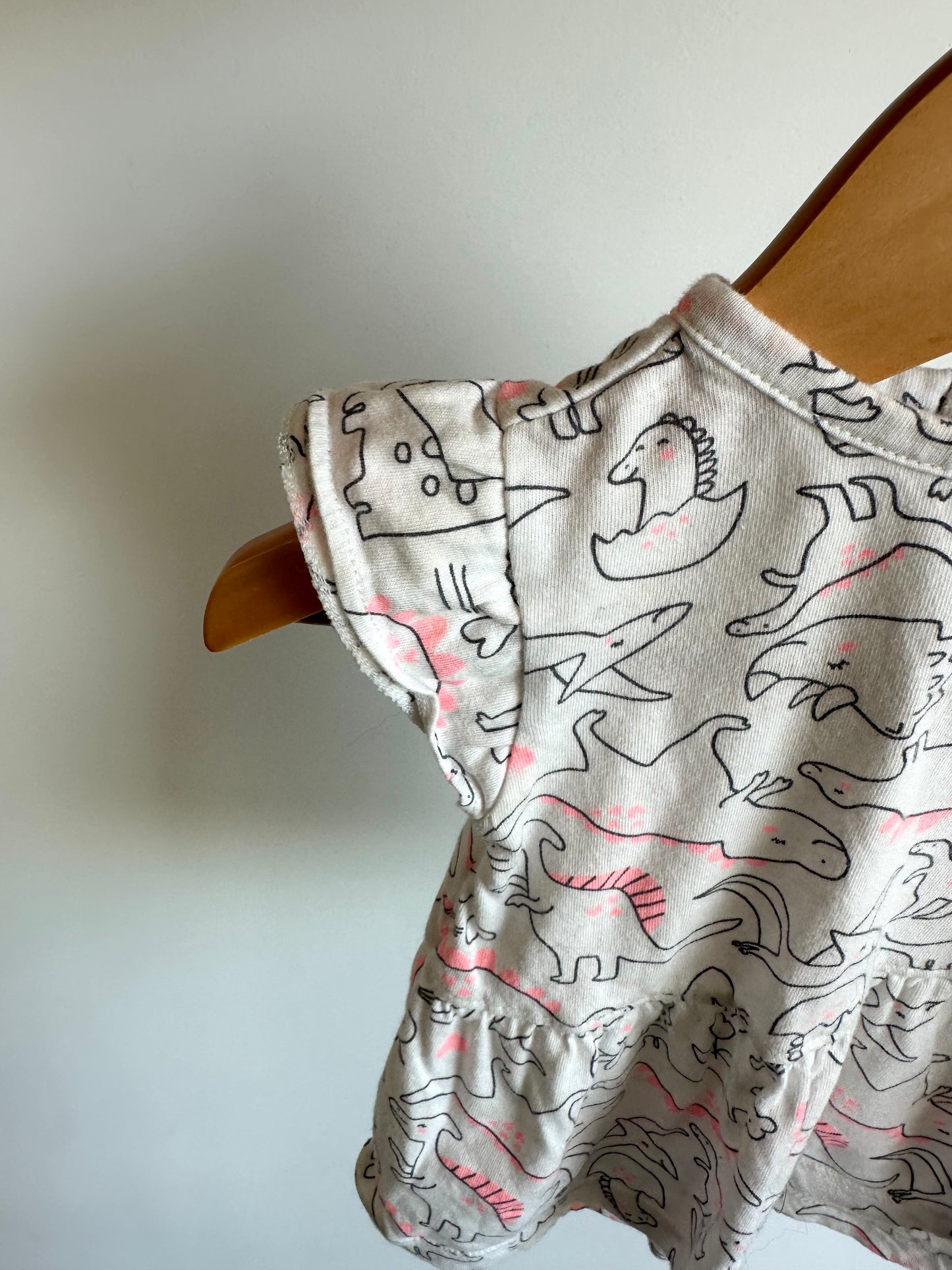 Dino Ruffle Sleeve Top / 12m