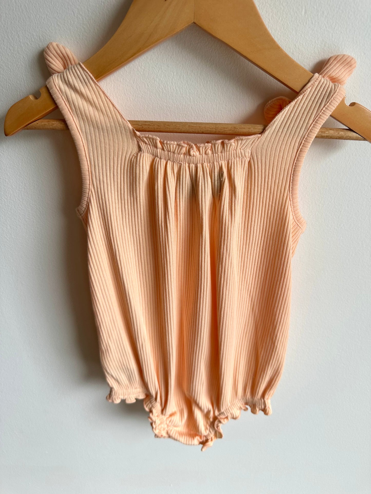 Peach Ribbed Bubble Romper / 18-24m