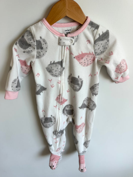 Hedgehog White Fleece Sleeper / 12m