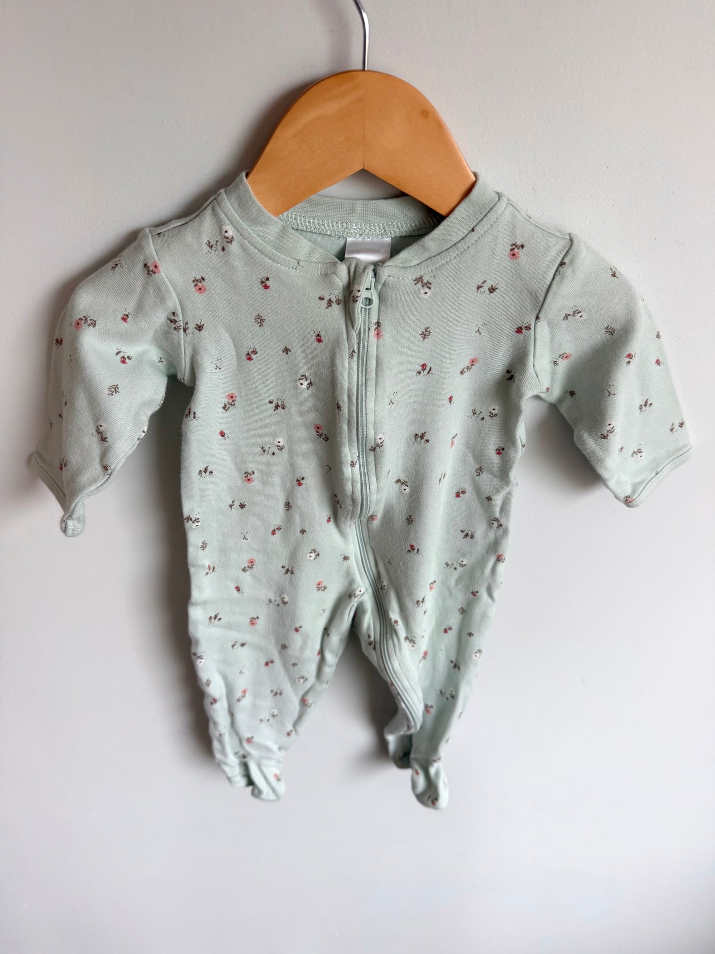 Dusty Blue Floral Sleeper / 3-6m