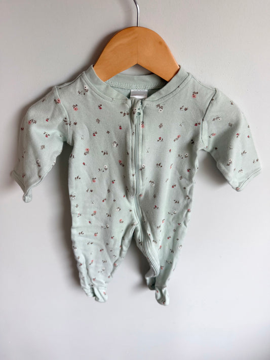Dusty Blue Floral Sleeper / 3-6m