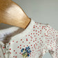 Blue Flower Embroidery Dot Sleeper / 6-9m