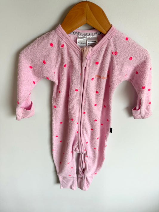 Bonds Pink Dotted Sleeper (PLAY) / 6-12m