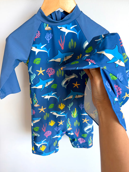 Ocean Swim Suit + Hat Set / 18-24m