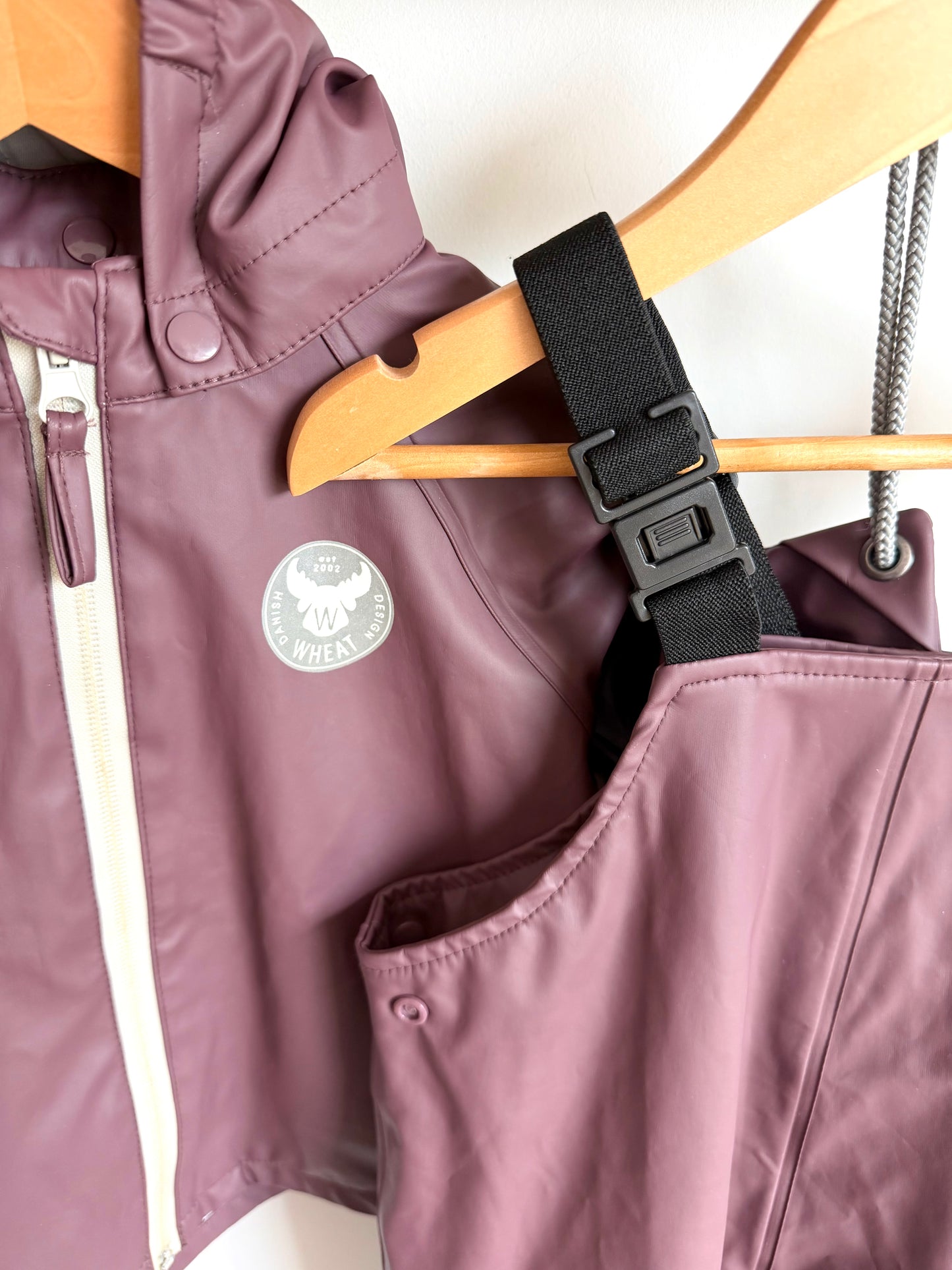 Wheat Plum Rain Jacket + Pants Set / 18m