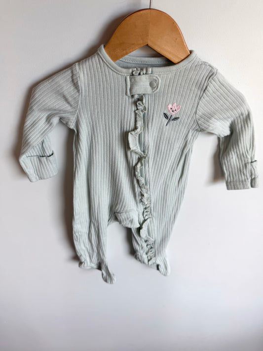Light Green Flower Face Sleeper / 3m