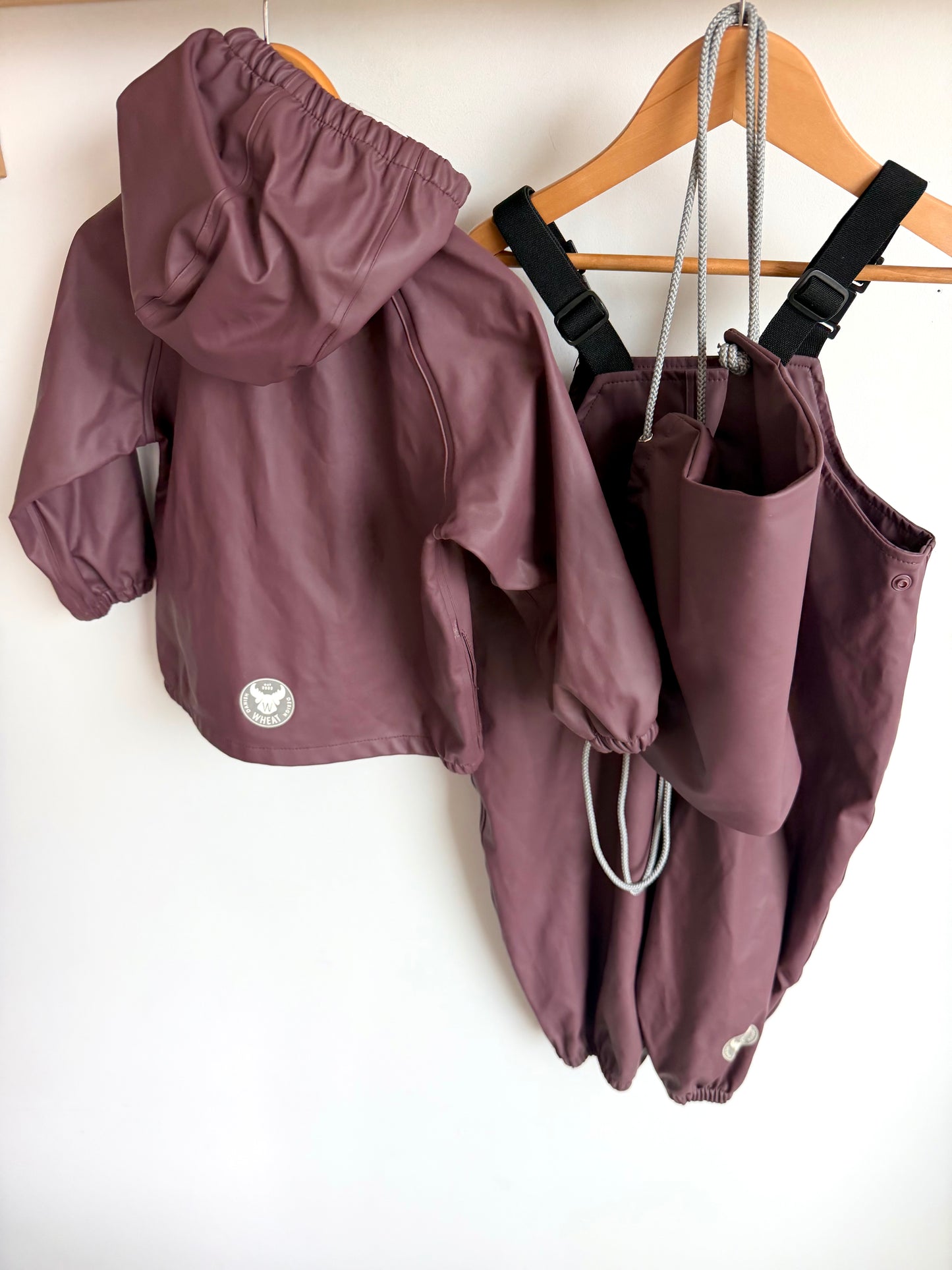 Wheat Plum Rain Jacket + Pants Set / 18m