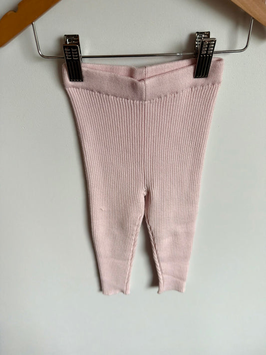 Pink Ribbed Leggings / 12-18m