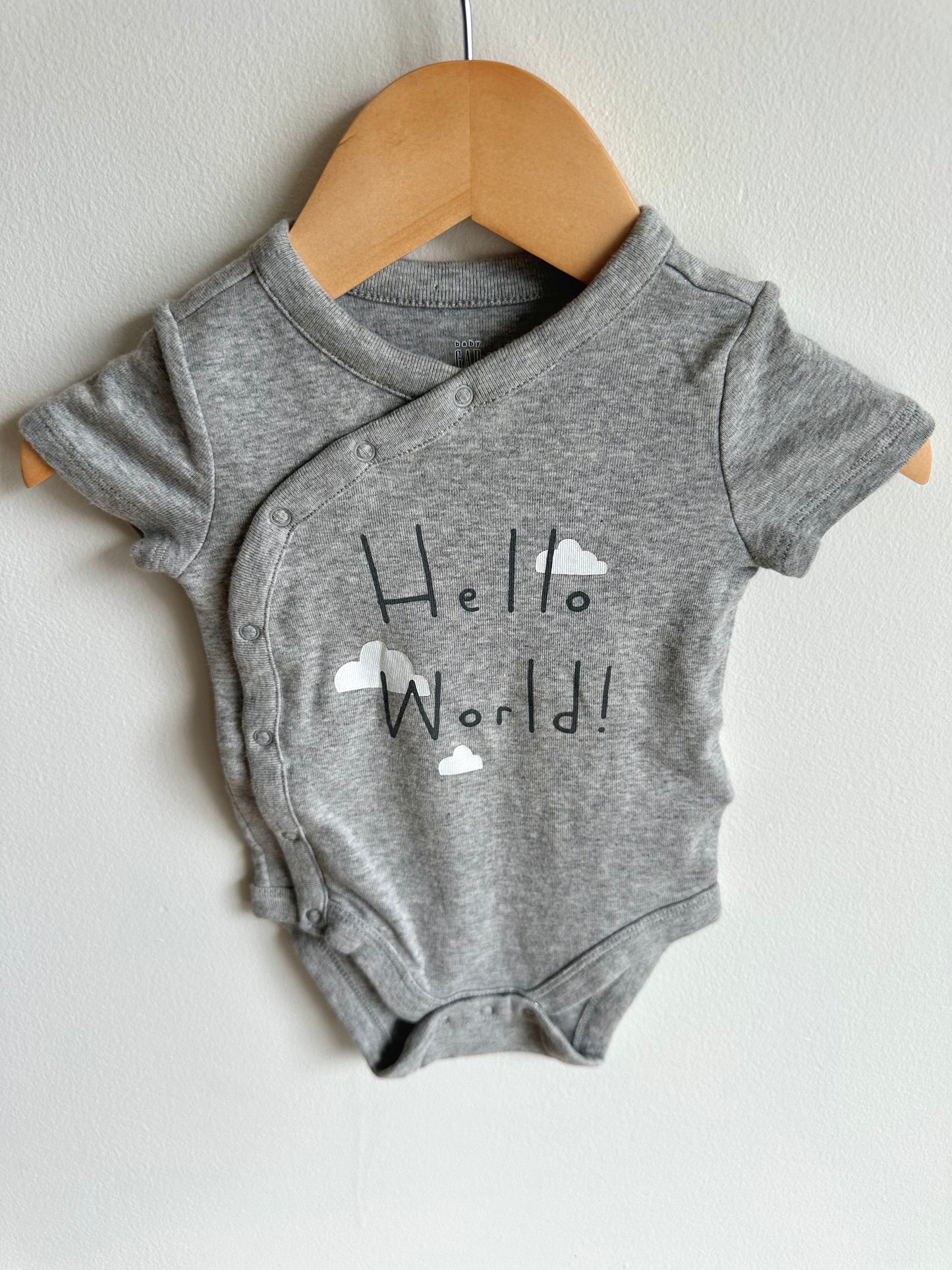 Grey Hello World Bodysuit / 3-6m