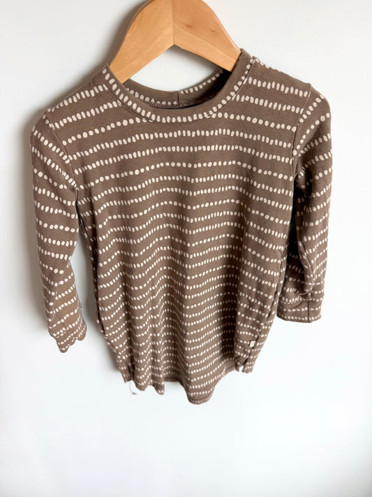 Jax + Lennon Bamboo Tan Spotted Long Sleeve Dress / 18-24m
