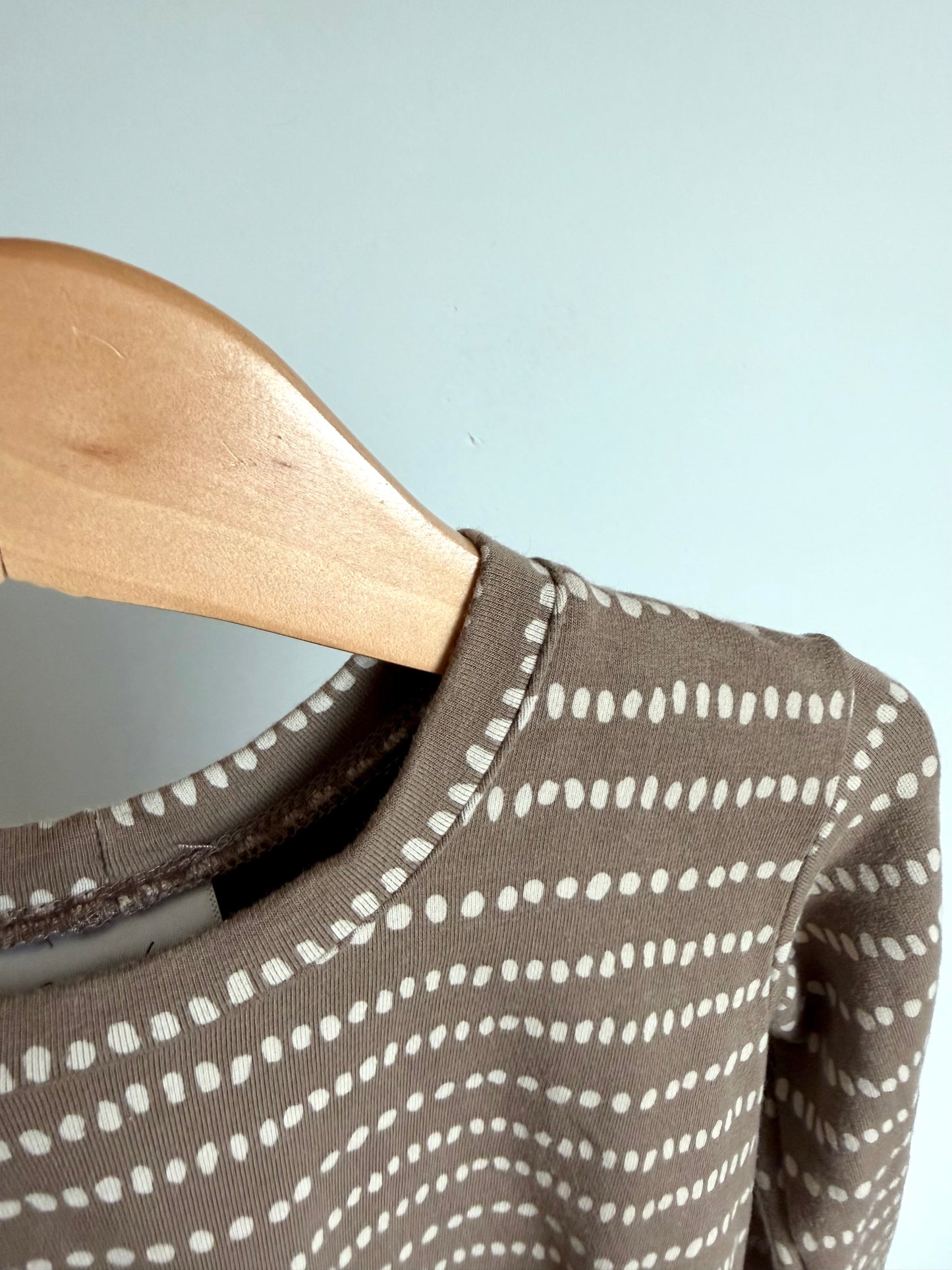 Jax + Lennon Bamboo Tan Spotted Long Sleeve Dress / 18-24m