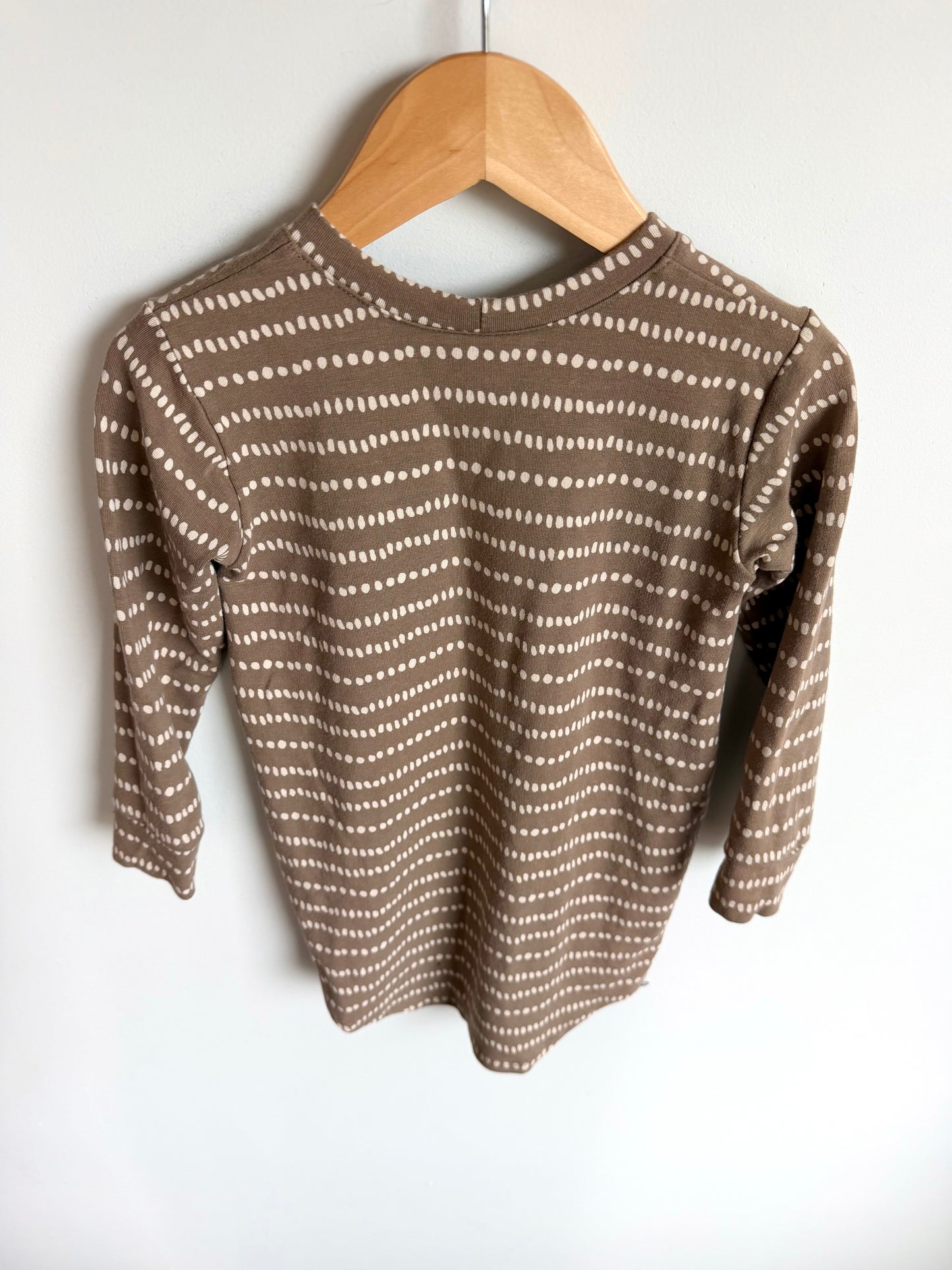 Jax + Lennon Bamboo Tan Spotted Long Sleeve Dress / 18-24m